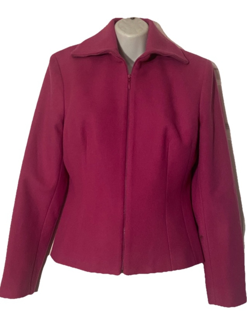 Cache Fuchsia Wool Blend Zip-Front Short Jacket sz 8